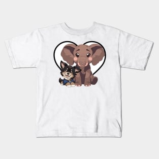 Elephant and Dog Friends Kids T-Shirt